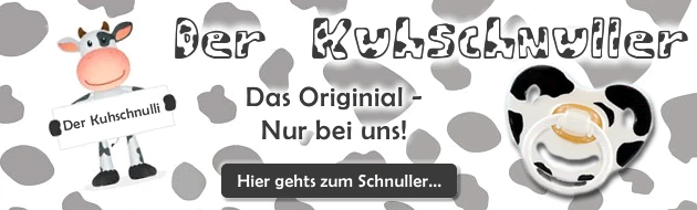 Banner aus dem alten Shop: Der Kuhschnuller – das Original, nur bei uns